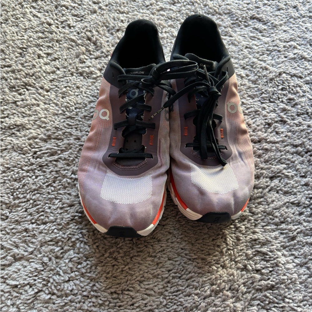 On Running Coral and Black Athletic Shoes